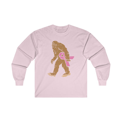 Squatch Bigfoot Breast Cancer Halloween Long Sleeve Tee