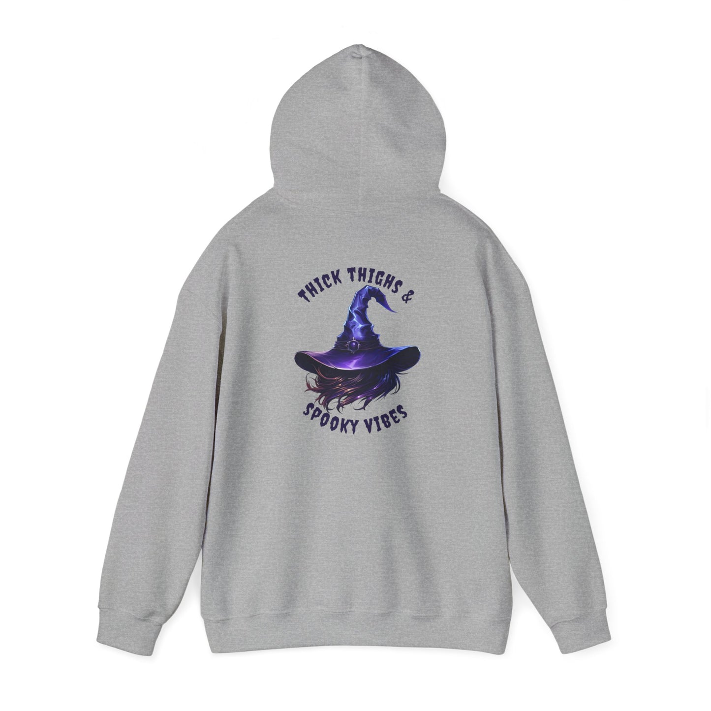 Thick Thighs And Spooky Vibes Witch Hat Halloween Pullover Hoodie