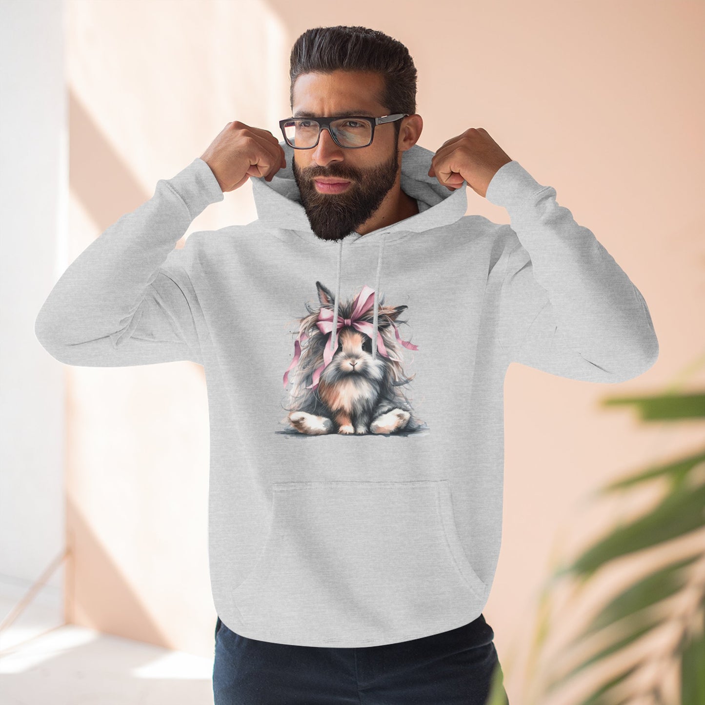 Crazy Long Haired Rabbit With Bow Pullover Hoodie
