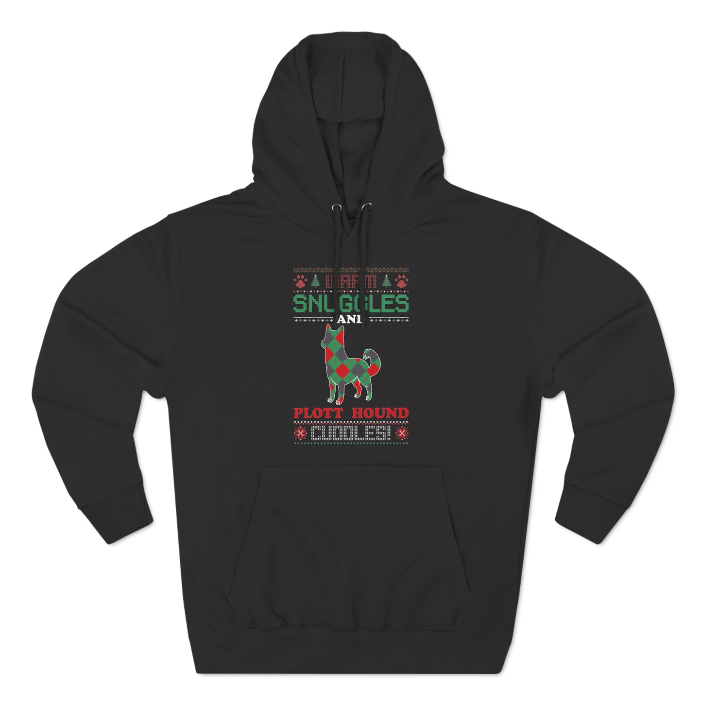 Warm Snuggles and Plott Hound Cuddles Christmas Ugly Sweater Pullover Hoodie