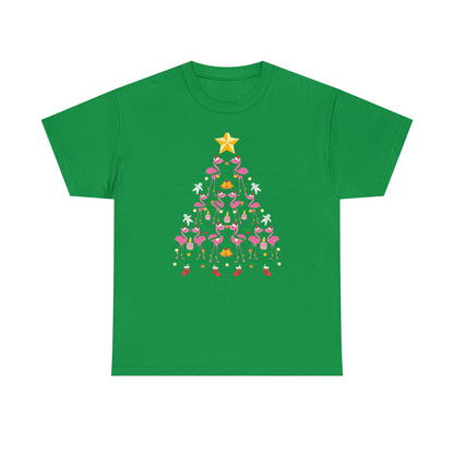 Flamingo Christmas Tree Christmas Short Sleeve Tee