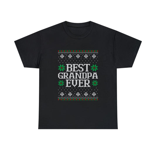 Best Grandpa Ever Christmas Ugly Sweater Short Sleeve Tee