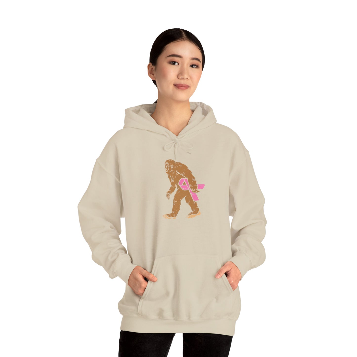 Squatch Bigfoot Breast Cancer Halloween Pullover Hoodie