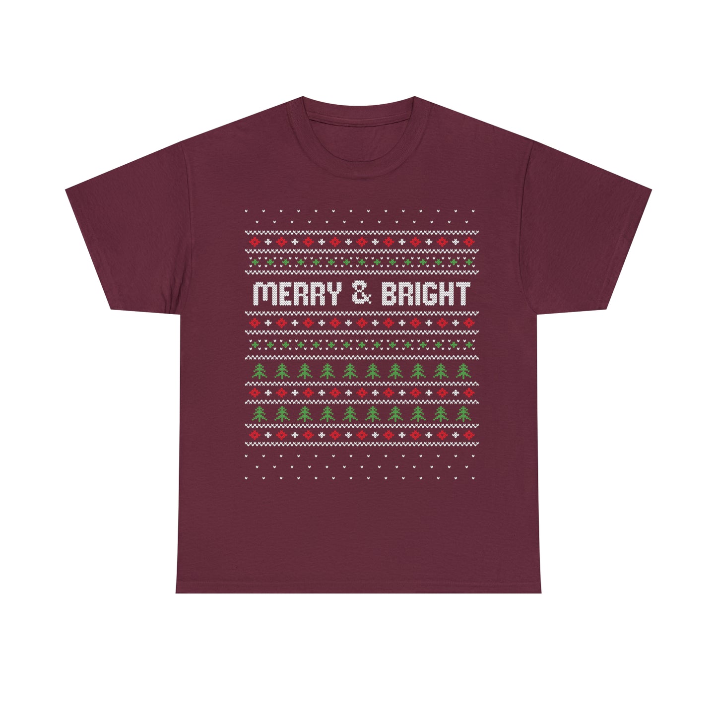 Merry and Bright Christmas Ugly Sweater Short Sleeve Tee