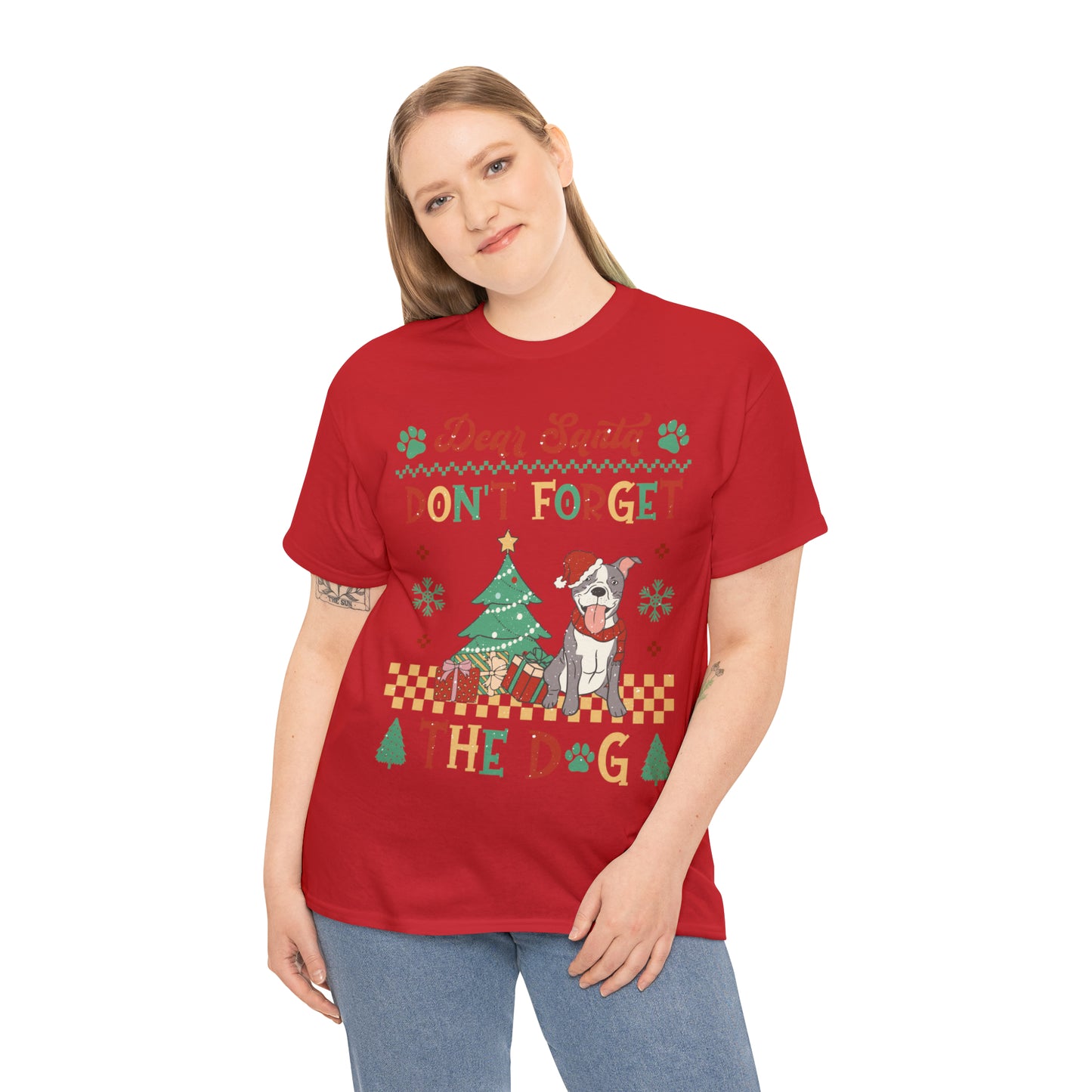 Dear Santa Don't Forget The Dog Christmas Ugly Sweater Short Sleeve Tee