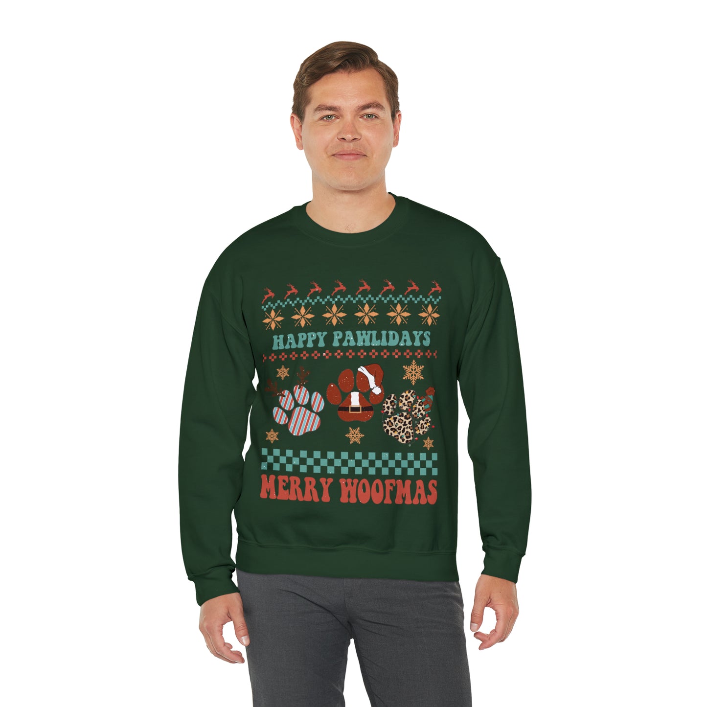 Happy Pawlidays Merry Woofmas Christmas Ugly Sweater Sweatshirt