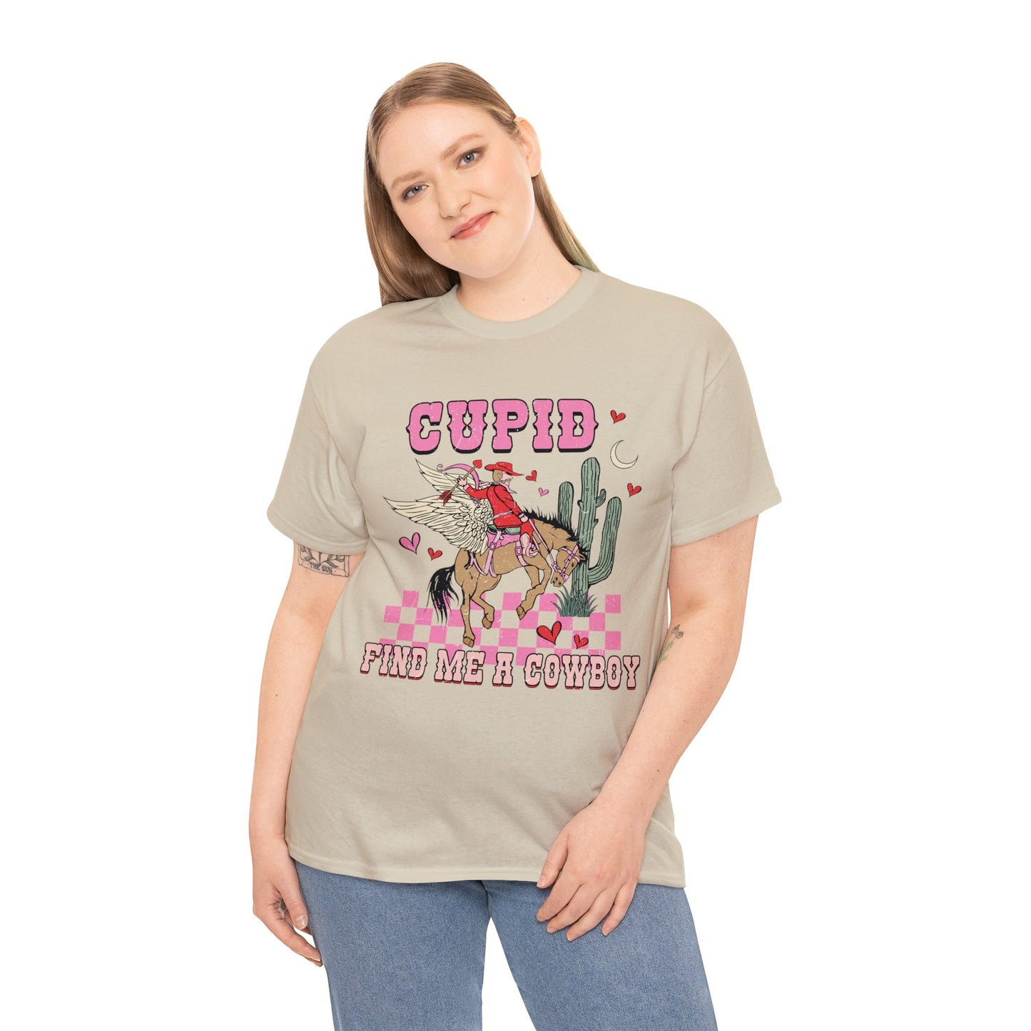 Cupid Find Me a Cowboy Valentine Short Sleeve Tee