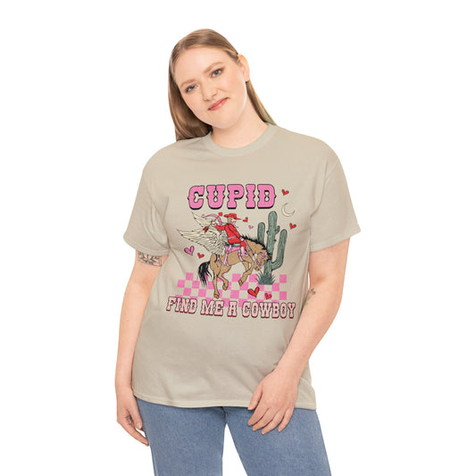 Cupid Find Me a Cowboy Valentine Short Sleeve Tee