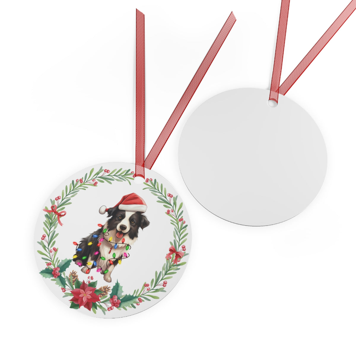 Border Collie Dog in Lights Ornament