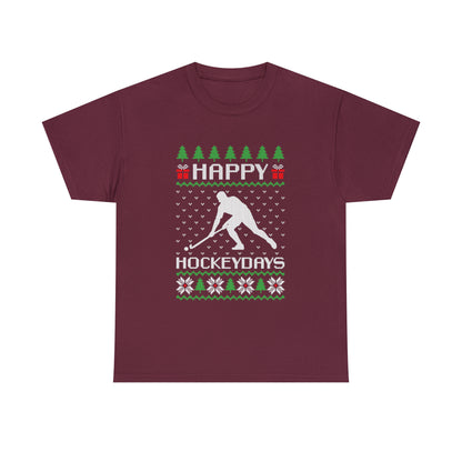 Happy Hockeydays Christmas Ugly Sweater Short Sleeve Tee