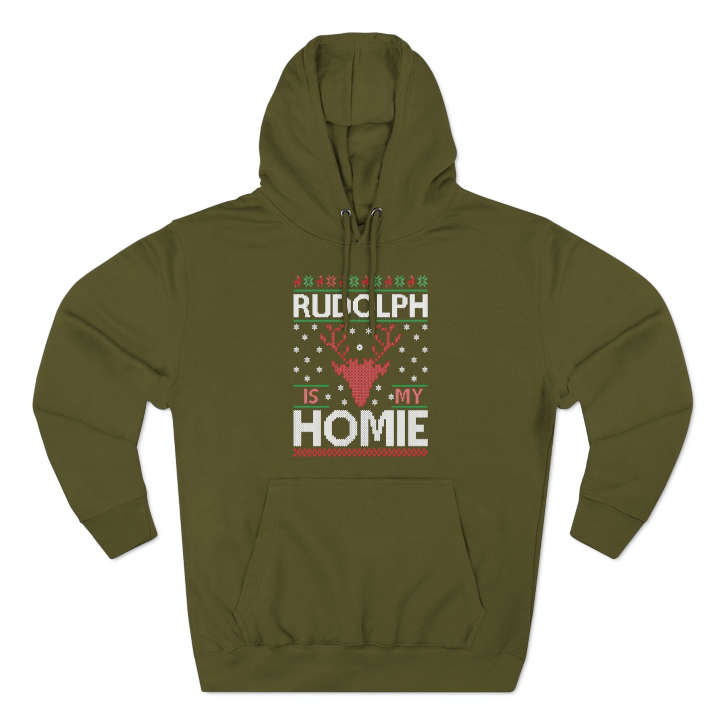 Rudolph is My Homie Christmas Ugly Sweater Pullover Hoodie