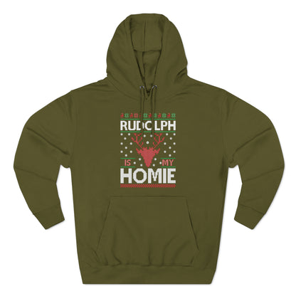 Rudolph is My Homie Christmas Ugly Sweater Pullover Hoodie