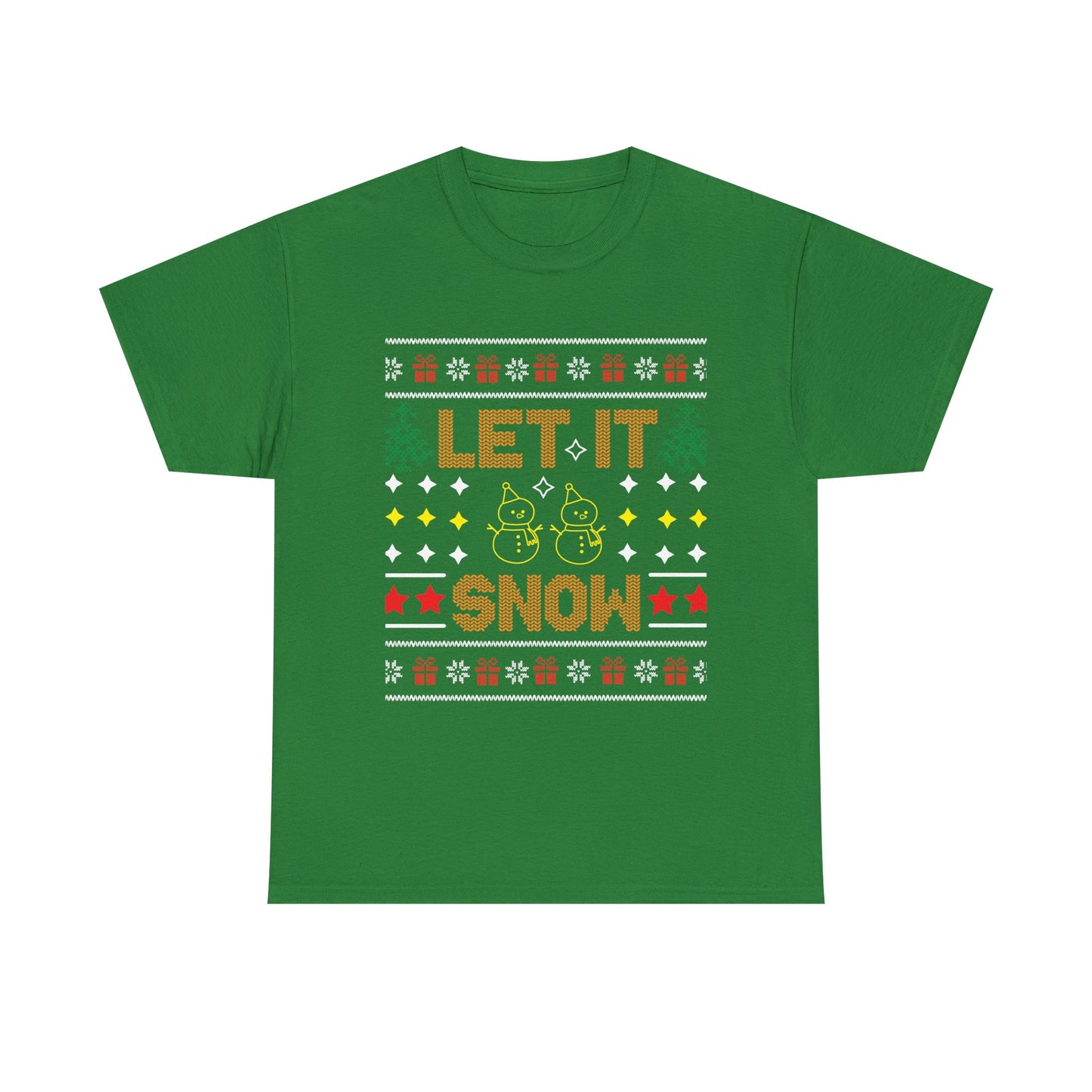 Let It Snow Snowmen Christmas Ugly Sweater Short Sleeve Tee