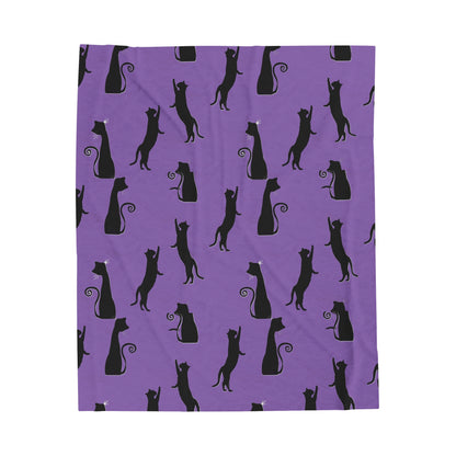 Black Cats on Purple Blanket