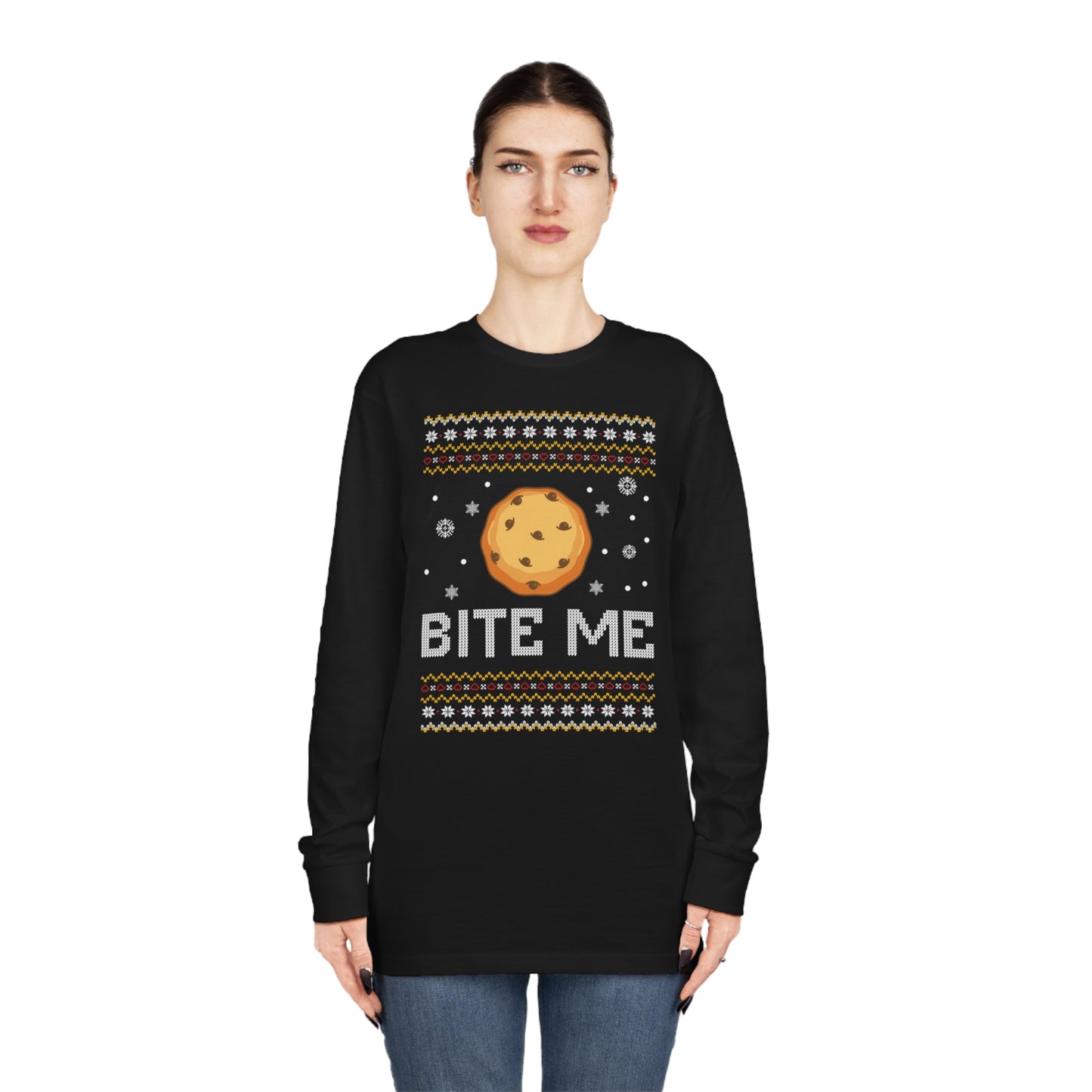 Cookie Bite Me Christmas Ugly Sweater Long Sleeve T-shirt