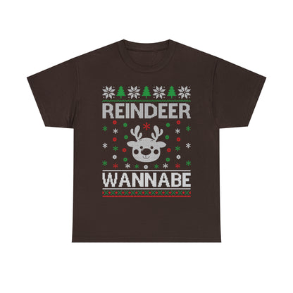 Reindeer Wannabe Christmas Ugly Sweater Short Sleeve Tee