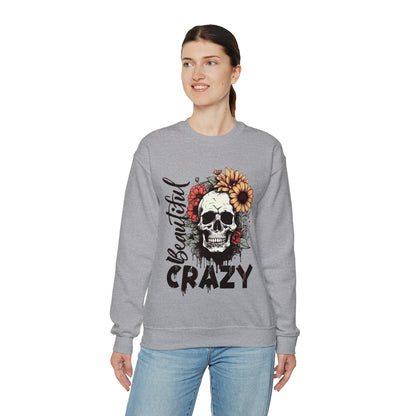 Beautiful Crazy Skull With Flowers Halloween Sweatshirt