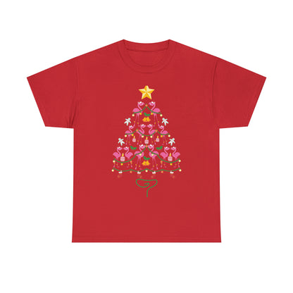 Flamingo Christmas Tree Christmas Short Sleeve Tee