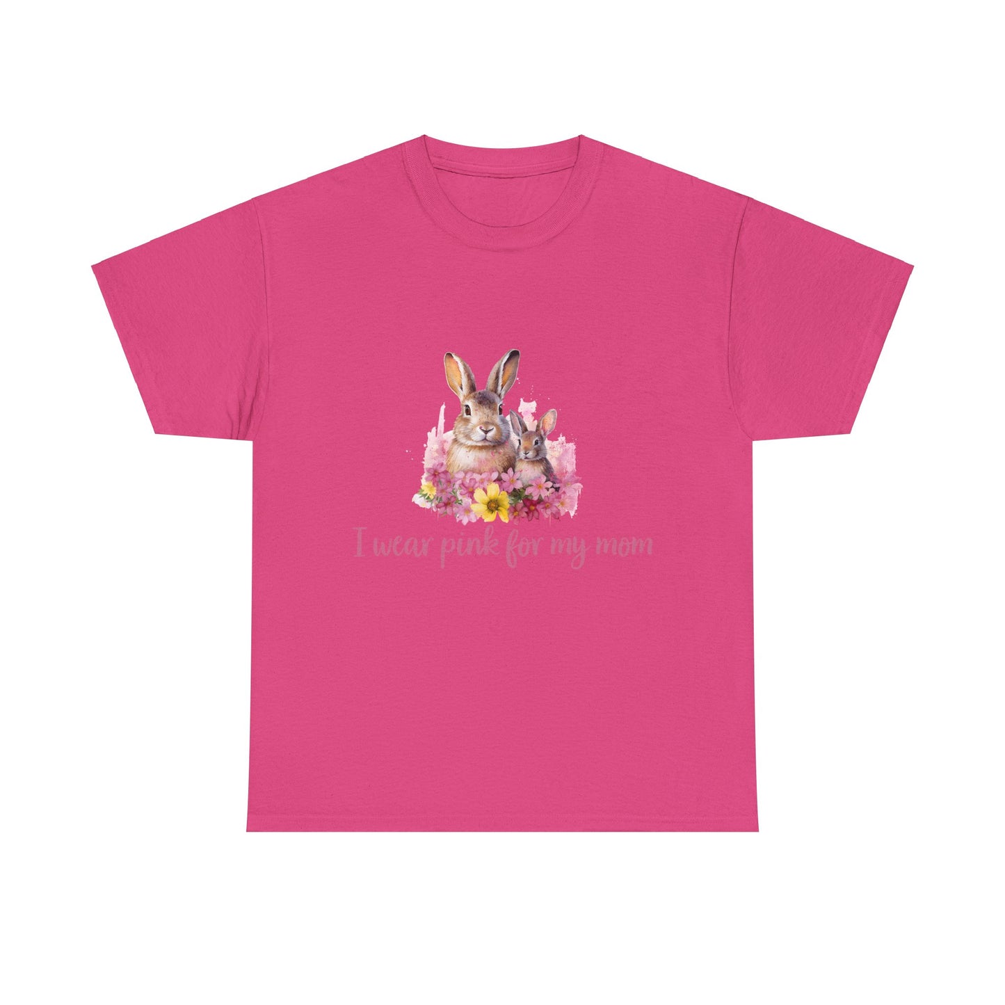 I Wear Pink For My Mom Rabbit Breast Cancer Short Sleeve Tee