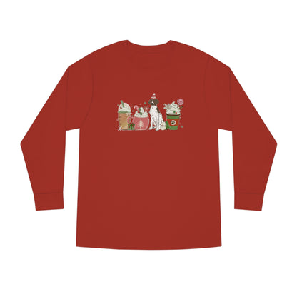 Pointer Dog Latte Christmas Long Sleeve Tee