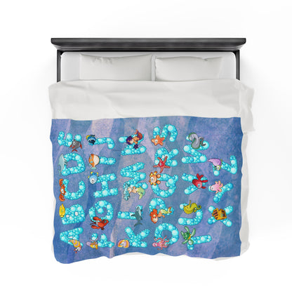 Rose Sea Life Alphabet Plush Blanket