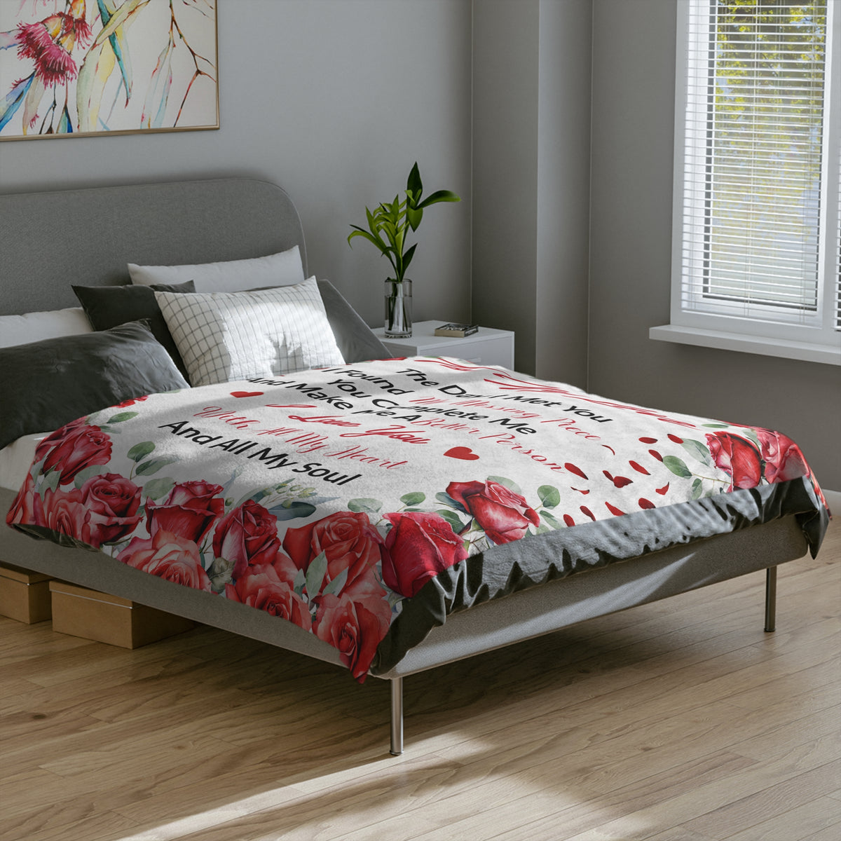 To My Love The Day I Met You Velveteen Blanket