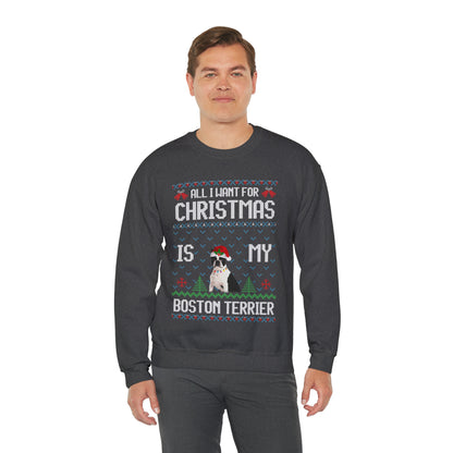 All I Want For Christmas is My Boston Terrier Dog Ugly Sweater Sweatshirt