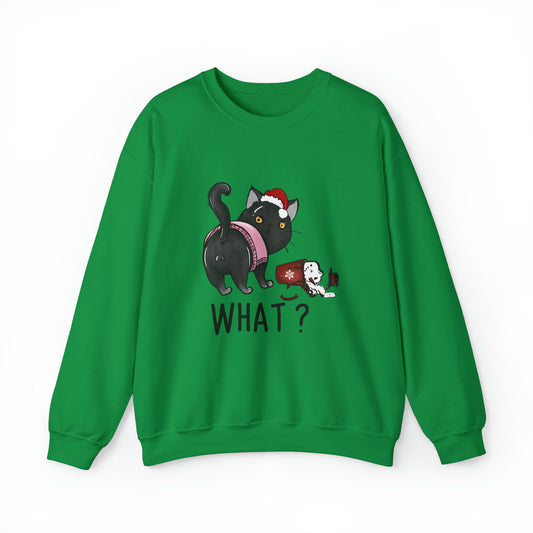 What? Cat Knocking Over Coffee Christmas Sweatshirt