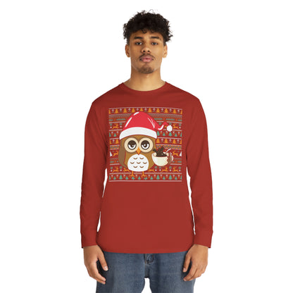Owl in Santa Hat Ugly Christmas Sweater Long Sleeve T-shirt