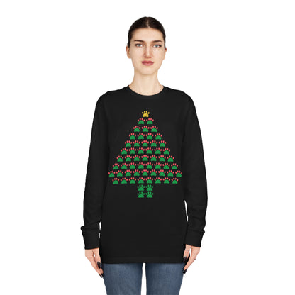 Pawprint Christmas Tree Ugly Sweater Long Sleeve T-shirt