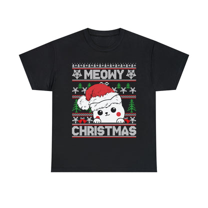 Meowy Christmas Truck Ugly Sweater Short Sleeve Tee