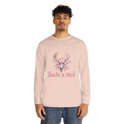 Save The Racks Big or Small Deer Breast Cancer Long Sleeve T-shirt