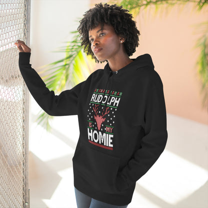 Rudolph is My Homie Christmas Ugly Sweater Pullover Hoodie