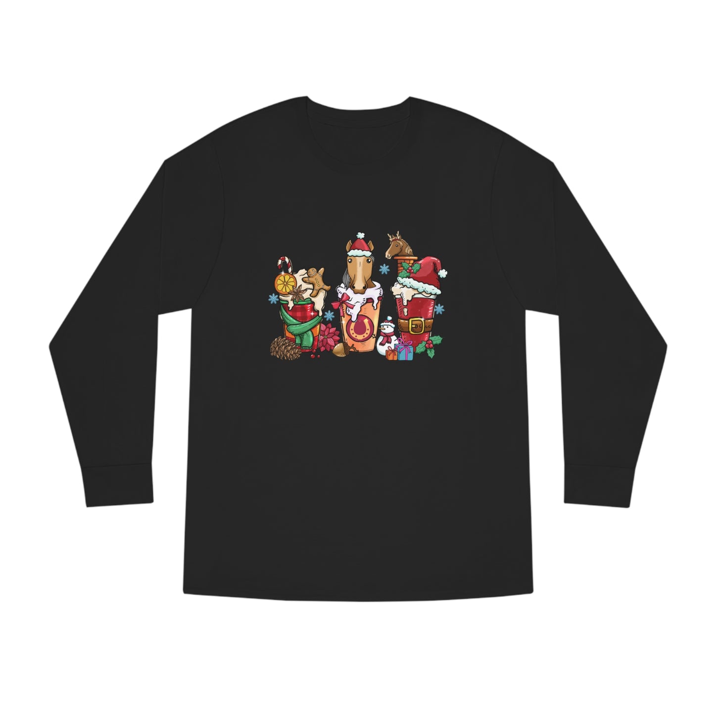 Horse Christmas Latte Long Sleeve Tee