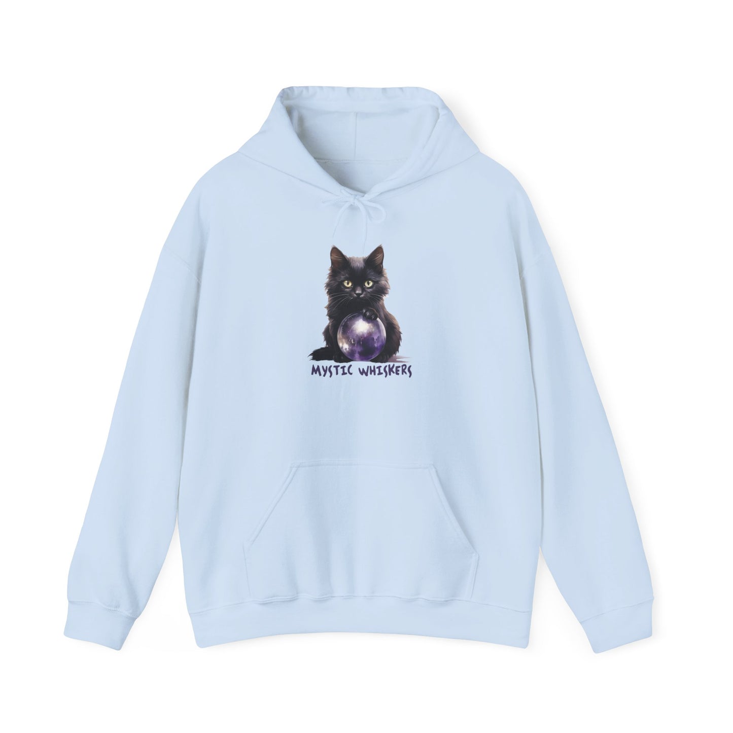 Mystic Whiskers Black Cat Halloween Pullover Hoodie