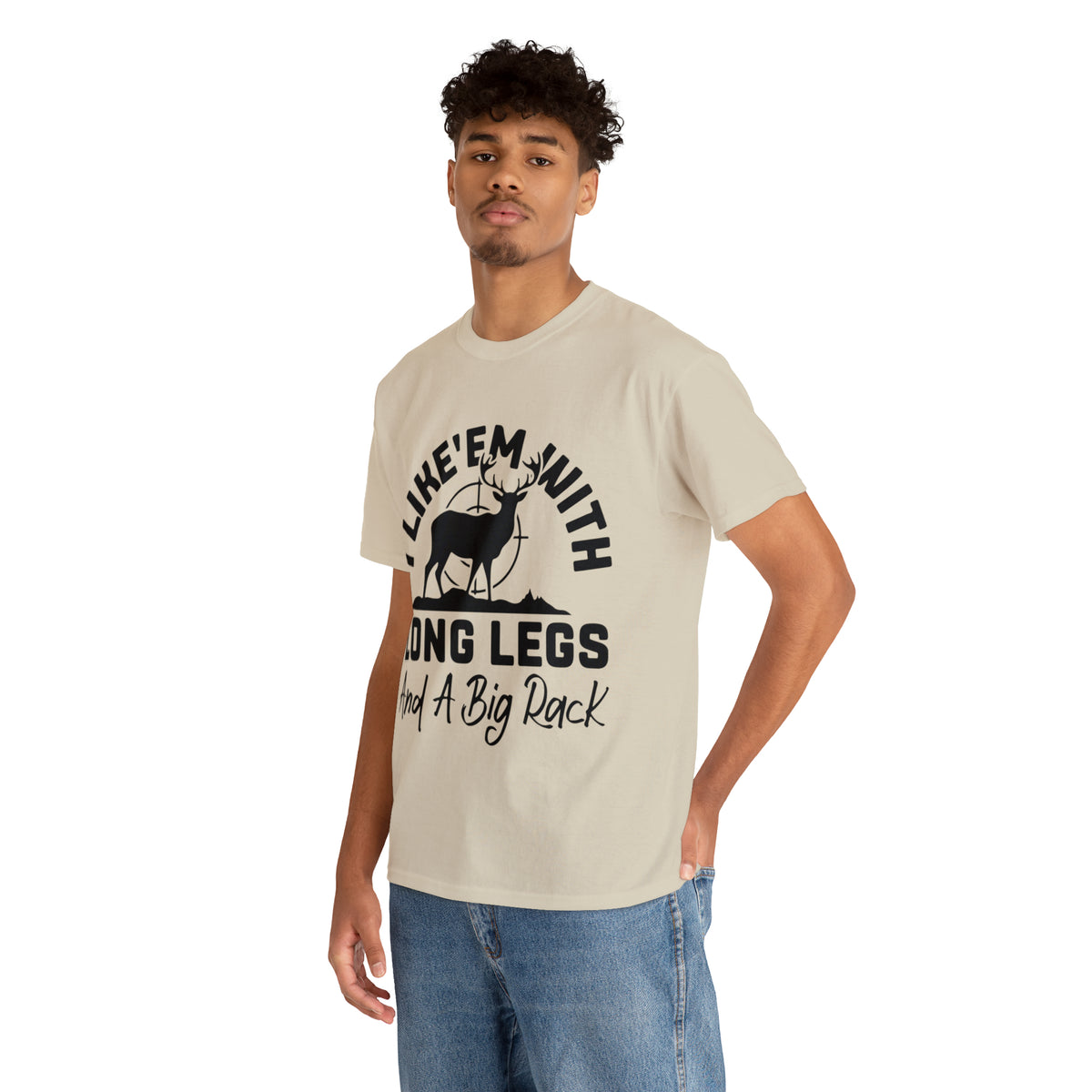 I Like 'Em With Long Legs and a Big Rack Hunting Short Sleeve Tee