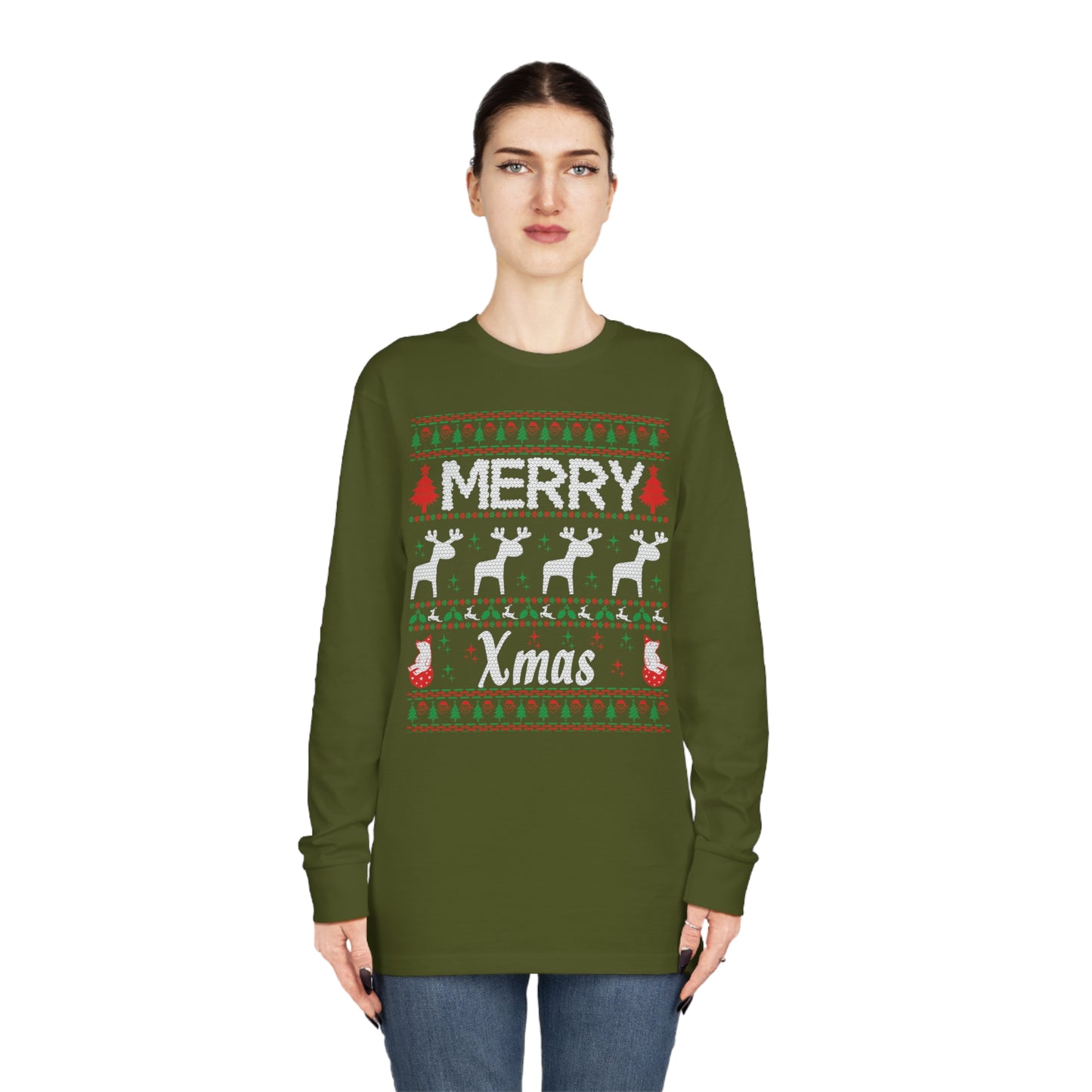 Merry Xmas Raindeers Christmas Ugly Sweater Long Sleeve T-shirt