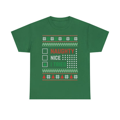 I Tried Christmas Ugly Sweater Short Sleeve Tee