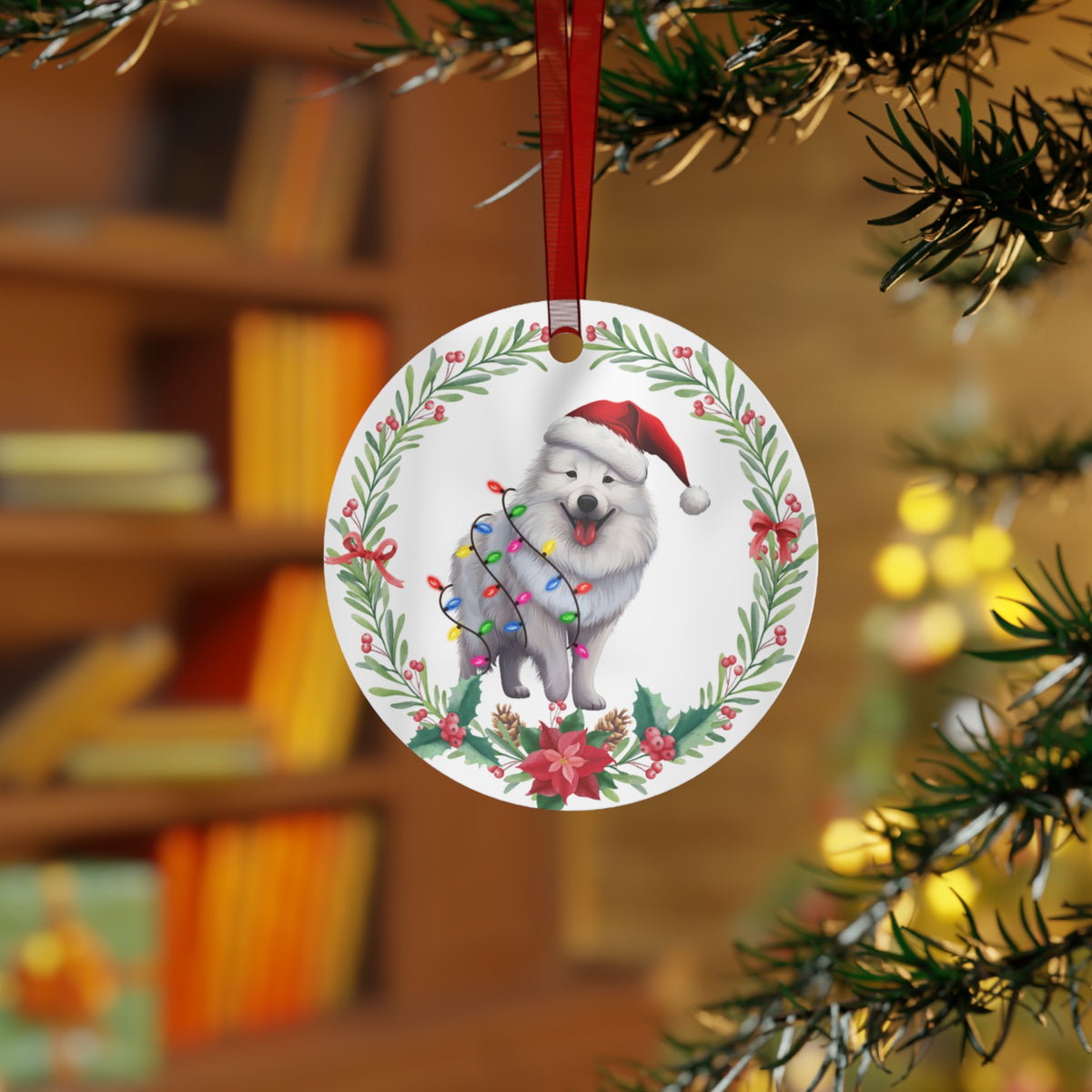 Samoyed Dog in Lights Ornament
