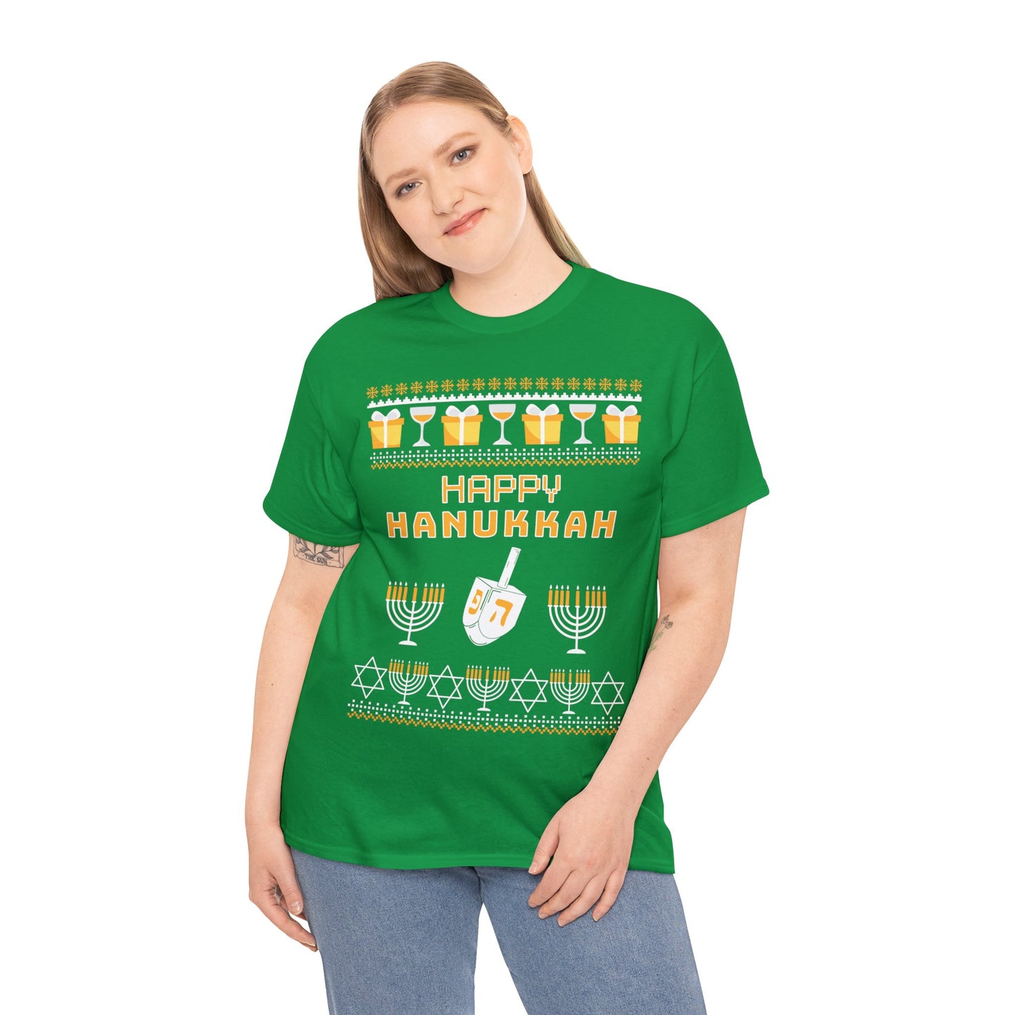 Happy Hanukkah Ugly Christmas Sweater Short Sleeve Tee