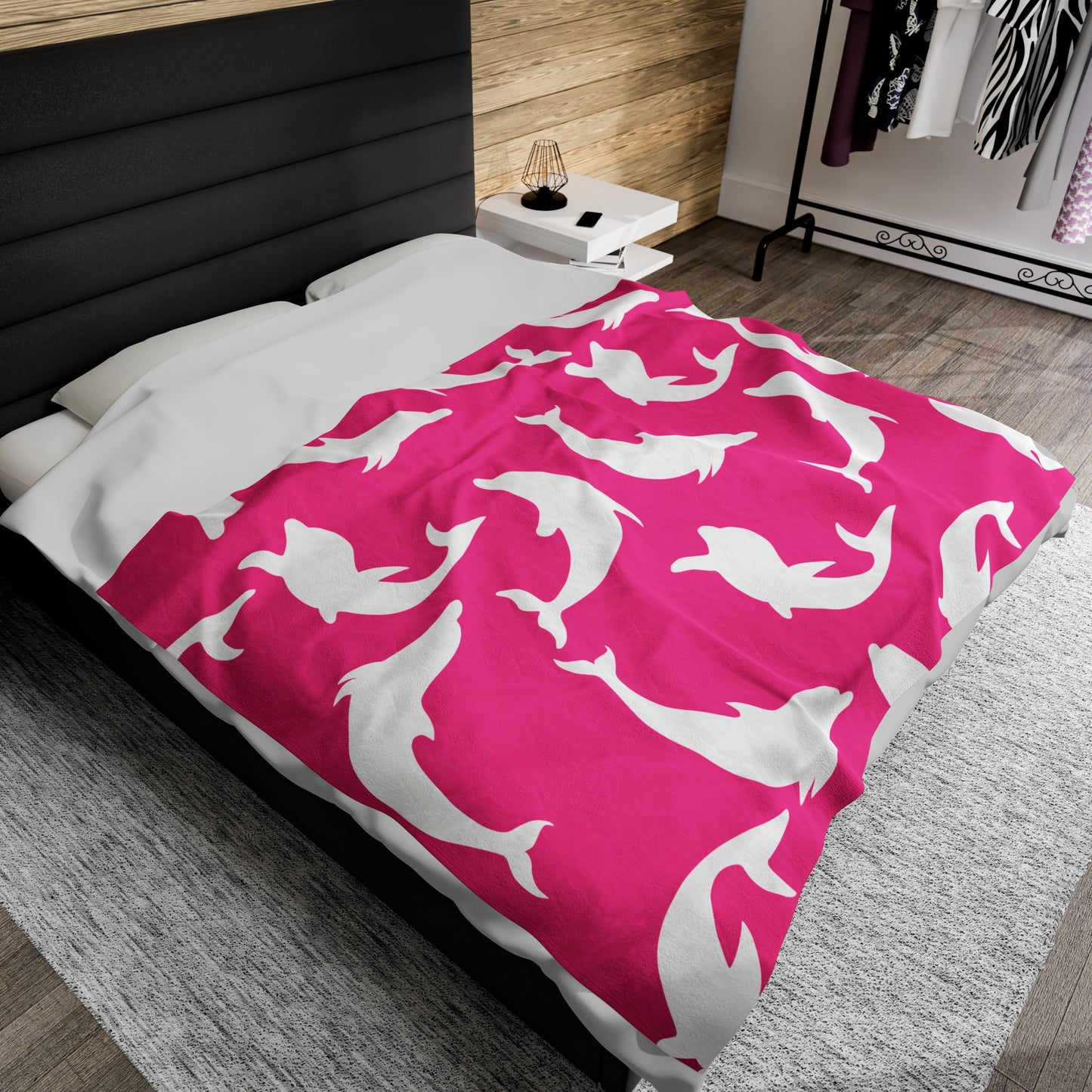 Pink Dolphin Shadows Blanket