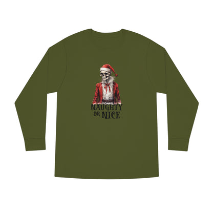 Naughty or Nice Skeleton Christmas Long Sleeve Tee