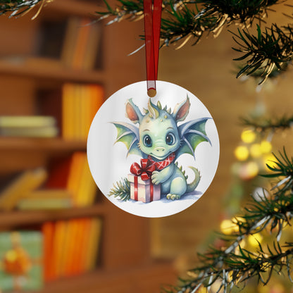 Cute Dragon with Present Ornament