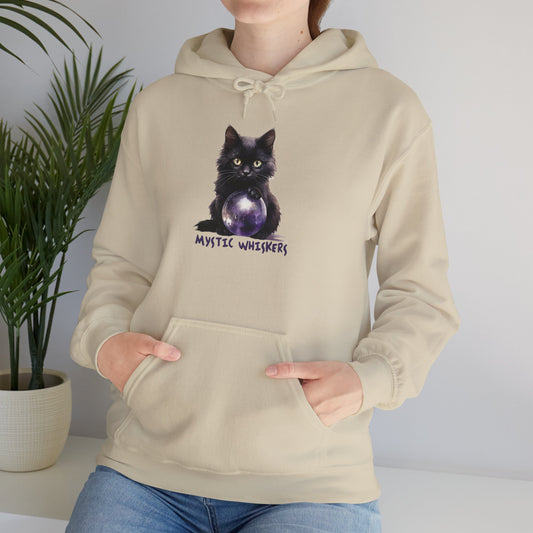 Mystic Whiskers Black Cat Halloween Pullover Hoodie