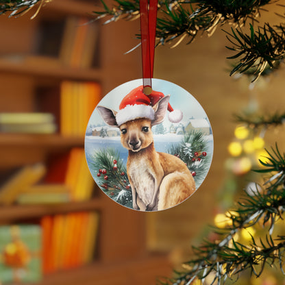 Kangaroo in Santa Hat Ornament