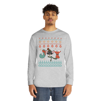 Joy Chihuahua Dog Christmas Ugly Sweater Long Sleeve Tee