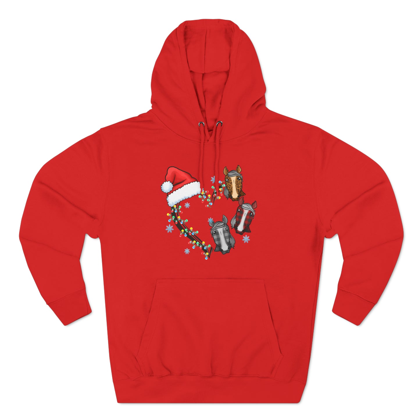 Horse Heart Wreath Christmas Pullover Hoodie