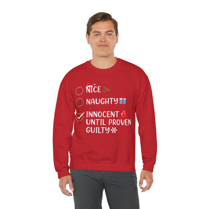 Naughty List Innocent Until Proven Guilty Christmas Sweatshirt