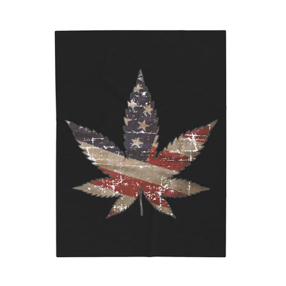 American Flag Marijuana Leaf Blanket