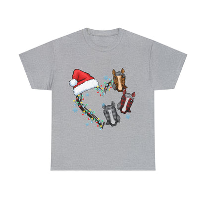 Horse Heart Wreath Christmas Short Sleeve Tee